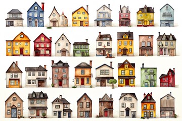 Obraz premium 住宅のチャート（戸建住宅の集合イラスト） 