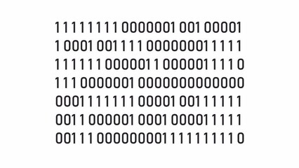Binary computer code bw outline 2D element animation. Repeating digits zero one monochrome linear cartoon 4K video. Virtual communication. Program command animated concept isolated on white background