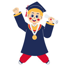 Excited Boy At Graduation Illustration