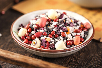 Red bean and peanut multigrain porridge, Chinese delicacy, made from grains