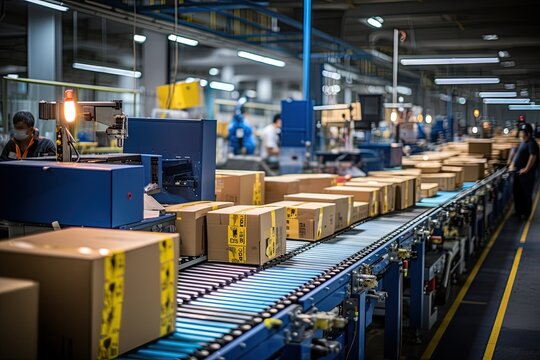 logistics and transportation of packages in China’s vast conveyor belt system. Generated with AI