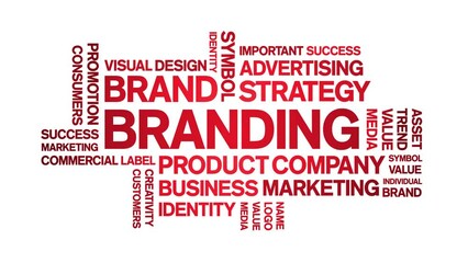 Branding animated tag word cloud;text design animation kinetic typography seamless loop.