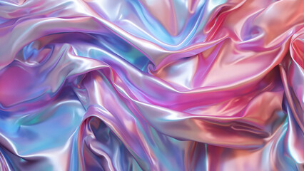 hologram holographic iridescent rainbow pastel satin silky fabric background - obrazy, fototapety, plakaty