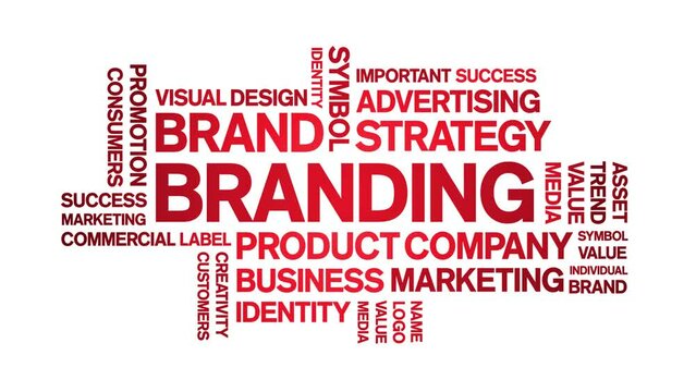 Branding animated tag word cloud;text design animation kinetic typography seamless loop.