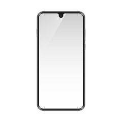 Smartphone vector mockup. Mobile phone template with blank screen. Black cell phone device isolated on white background.