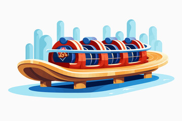Log Flume amusement ride vector flat isolated illustration