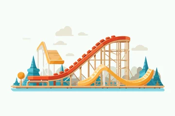 Foto op Canvas Log Flume amusement ride vector flat isolated illustration © Zaharia Levy