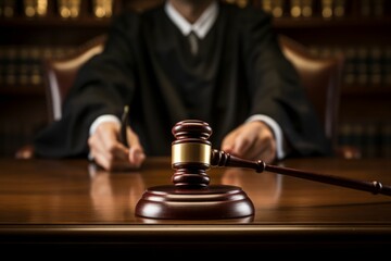Judge gavel, close up. AI generative