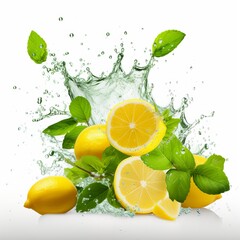 Lemon and mint Leaf's with the splash of water