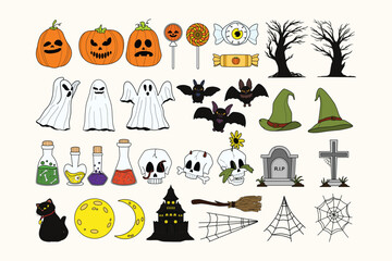 Doodle Halloween Illustration Set