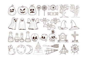 Doodle Halloween Illustration Set
