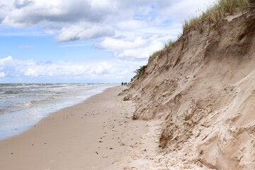 Fototapeta na wymiar Baltic Sea coast and wild beach next to moving dunes in the Slovincian National Park, Poland
