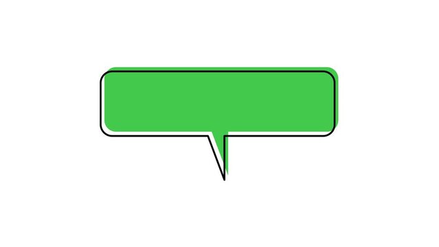 Speech bubble on white background. Animated green chat balloon. Useful for comics and cartoons.