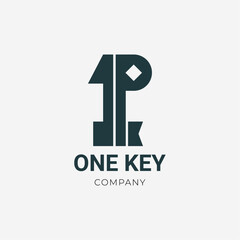 One key. letter 1 and key logo with minimalist concept. business logo idea for company, brand, store and website.