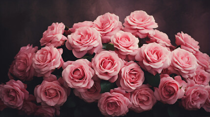 Beautiful bouquet of pink roses flowers