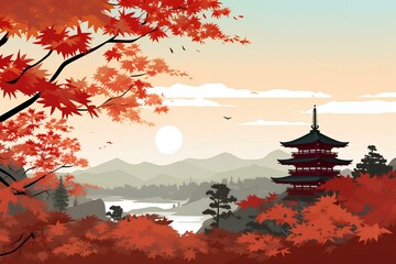 Obraz premium 神社仏閣の見える風景