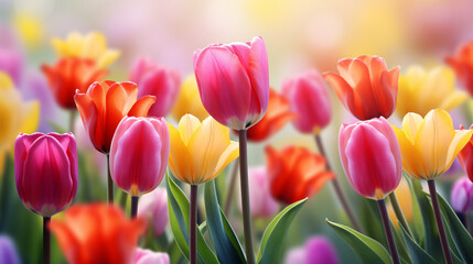 Beautiful spring flowers tulips - obrazy, fototapety, plakaty