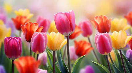 Fotobehang Beautiful spring flowers tulips © Cedar