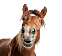 Funny animal. Smiling horse. On a transparent background PNG