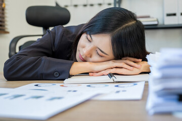 Stressed Female Entrepreneur Struggling with Work Documents
