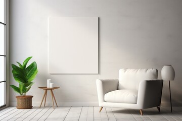 Modern Aesthetic Interior Design with Small Blank Poster Created with Generative AI