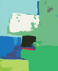 Illustration Vecteur Art Abstrait Contemporain Moderne Peinture Tableau Géométrique Multicolore Plan Architecture Carte Urbain Expression