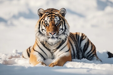 Fototapeta na wymiar siberian tiger in snow