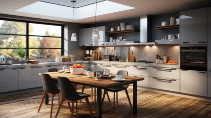 Fototapeta premium Modern kitchen interior in classy apartment