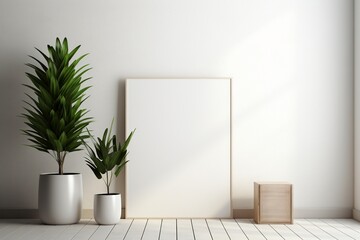 Modern Aesthetic Interior Design with Small Blank Poster Created with Generative AI