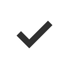 Checkmark icon. Monochrome black and white symbol