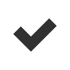 Check mark icon. Monochrome black and white symbol