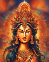 Fantasy art of Hindu Goddess Durga.