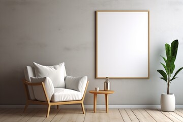 Modern Aesthetic Interior Design with Small Blank Poster Created with Generative AI