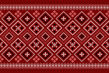 Red traditional ethnic pattern paisley flower Ikat background abstract Aztec African Indonesian Indian seamless pattern for fabric print cloth dress carpet curtains and sarong