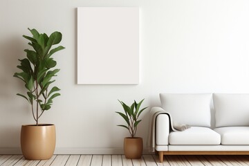 Modern Aesthetic Interior Design with Small Blank Poster Created with Generative AI