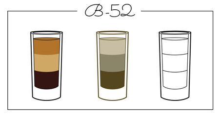 Alcohol drinks line art illustration. Vector illustration B-52