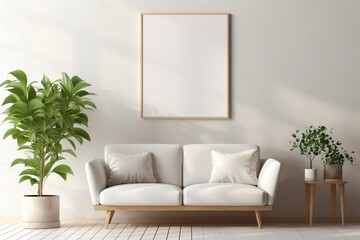 Modern Aesthetic Interior Design with Small Blank Poster Created with Generative AI