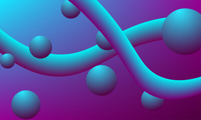 fluid pattern colorful gradient background design with 3D bubbles