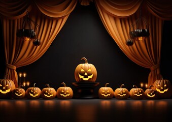 Halloween pumpkin with candles on a dark background