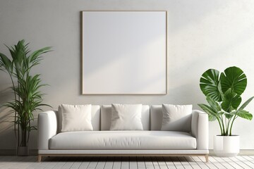 Modern Aesthetic Interior Design with Small Blank Poster Created with Generative AI