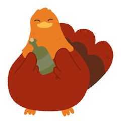 turkey cute watercolor autumn Harvest festival Fall party invitation banner. Happy Thanksgiving card decor