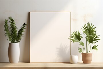 Modern Aesthetic Interior Design with Small Blank Poster Created with Generative AI