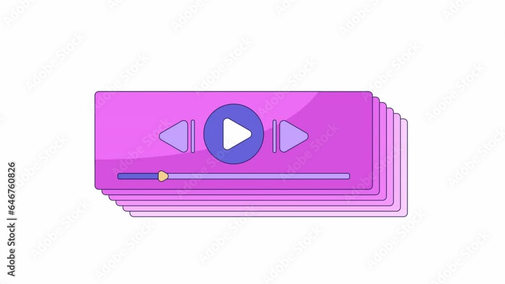 Poster retro 90s audio playback line 2d object animation. audio player flat color cartoon 4k video, alpha c