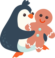 Penguin With Gingerbread People