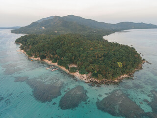 Aerial view of Karimunjawa Islands, Jepara, Indonesian archipelago, Volcano Island, coral reefs,...