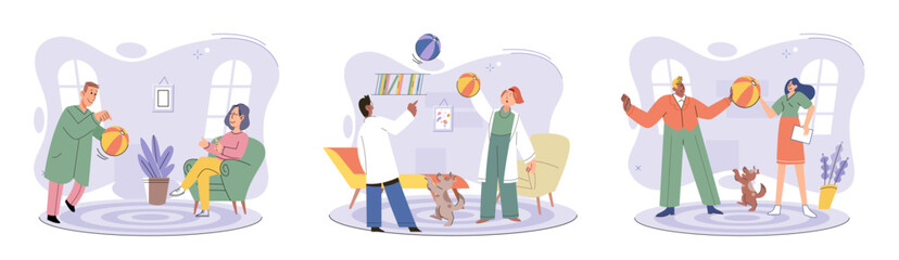 Game together. Family fun. Friendship time. Vector illustration. Family time spent playing games cultivates sense of belonging and togetherness Board games offer delightful escape from ordinary