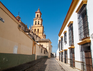 Iglesia de Santa María de Utrera perteneciente a la comarca agrícola de La Campiña, en la provincia de Sevilla,Andalucía, España.