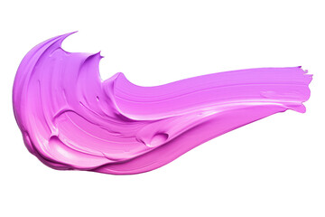 thick pink and purple acrylic oil paint brush stroke on transparent png background isolated