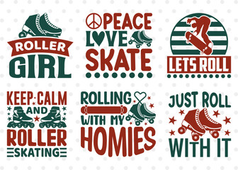 Roller Skating SVG Bundle, Roller Derby svg, Roller Skates Svg, Roller Skates Quotes, Skates Cutting File