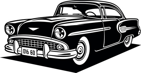 vector illustration of a fifties classic car.